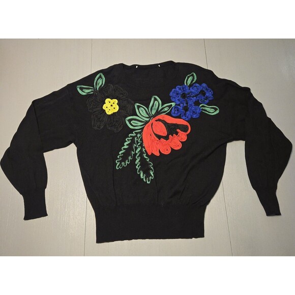 Vtg Escada Womans Sweater & Dress Combo Embroidered Sequin Flower Knit Size 44 - Picture 3 of 16